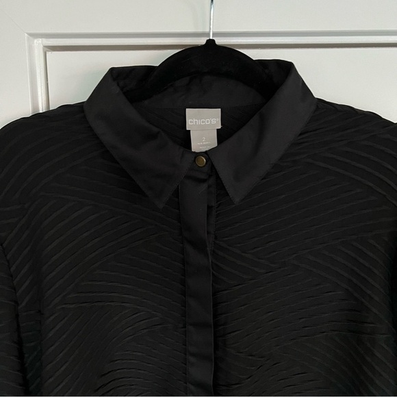 Chico's black Button Down long sleeves 2 size Large/12 - Picture 3 of 6